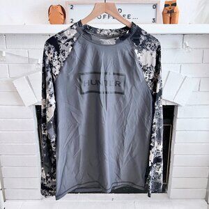 Hunter X Target Black Camo Gray Long Sleeve Rash Guard Swim Shirt